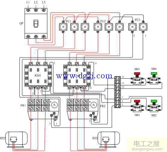 电动机异地控制电路图电动机两地控制电路原理图