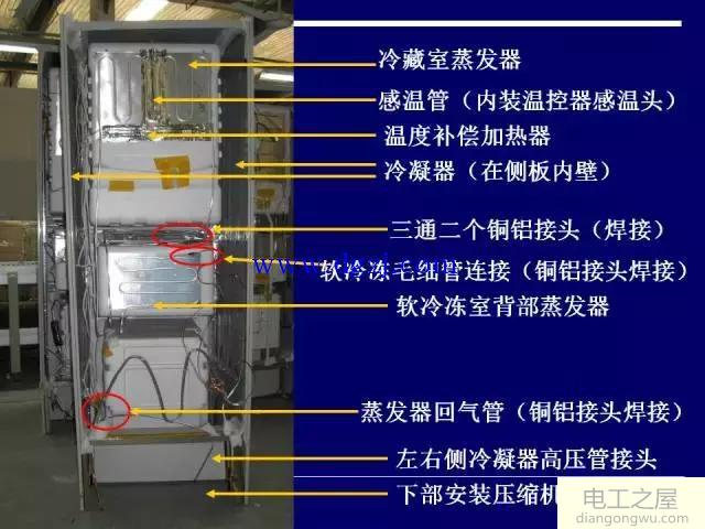 双温单控冰箱控制原理及内部结构图