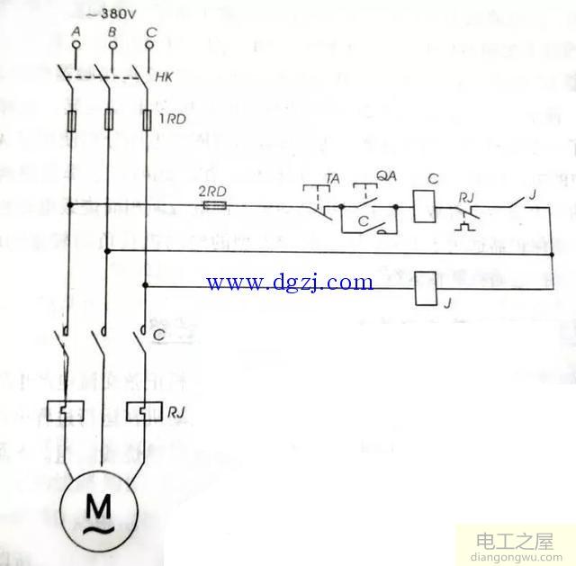 电动机中间继电器制作断相保护器电路图