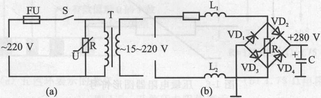 图1-8 压敏电阻器的典型应用电路