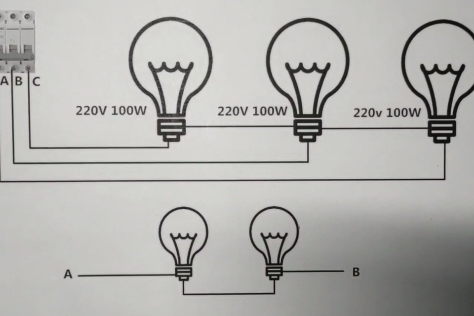 三相电如果没有零线怎么接220V的灯泡？这2种方法都很不错