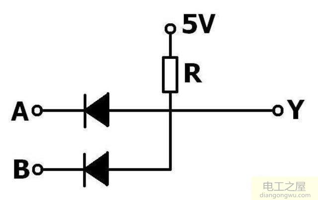 用二极管搭的简单与门电路