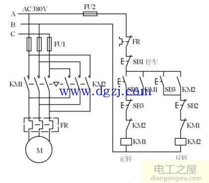 电动机正反转接线图的接线原理图分析