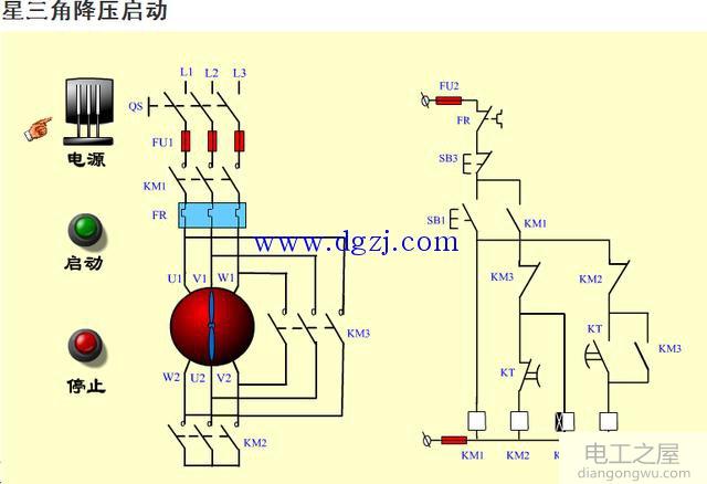 <a href=http://www.diangongwu.com/weixiu/ target=_blank class=infotextkey>维修电工</a>中级实操星三角启动图解