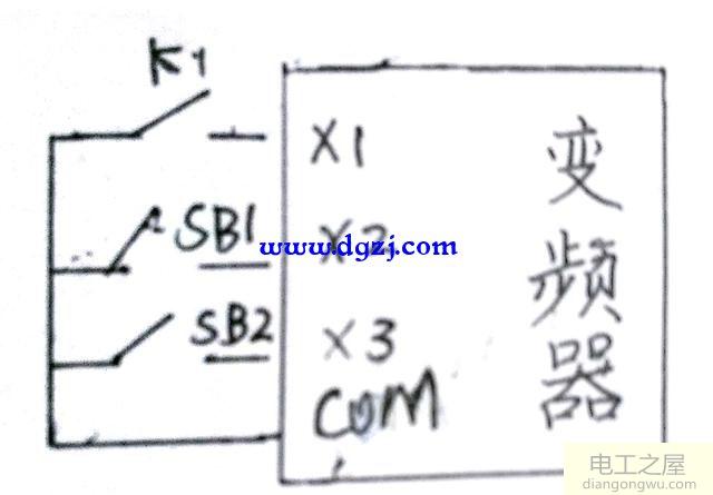 变频器端子控制启停及频率接线图