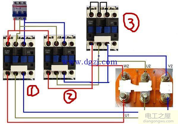 电动机星三角降压启动实物接线图