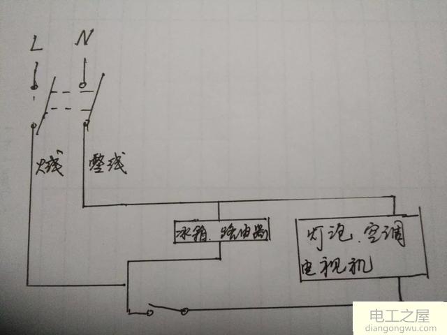 怎么实现一个开关控制除冰箱以外的灯具及插座的供断电