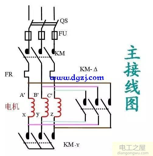 星三角降压启动电路图原理及所需元器件