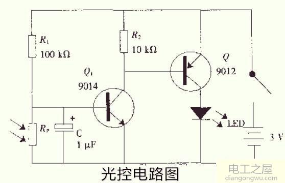 简单的光控<a href=http://www.diangongwu.com/zhishi/dianlutu/ target=_blank class=infotextkey>电路图</a>