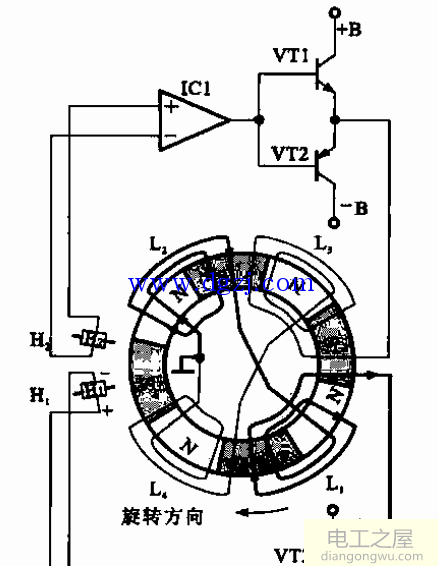 霍尔元件与电动机驱动原理图