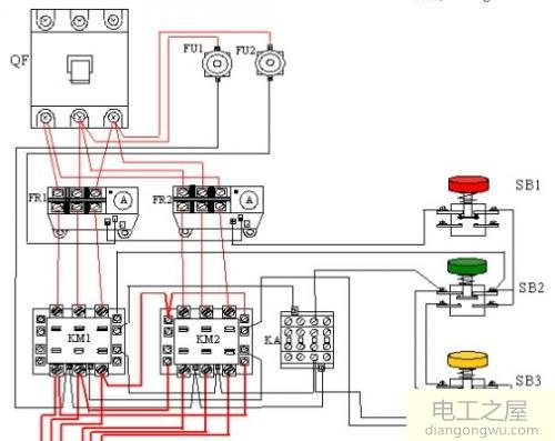 双速异步电机两个和三个接触器的接法图