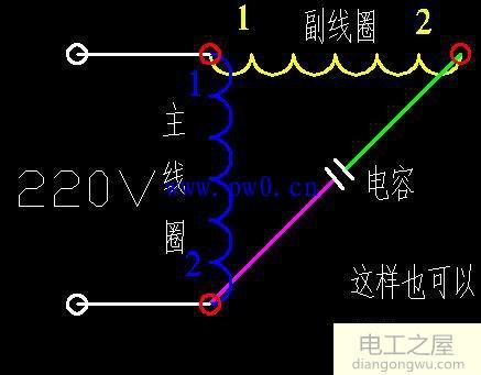 单相电机正反转接线图及其标注