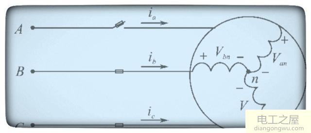 交流电机三角形接法和星型接法的缺相故障