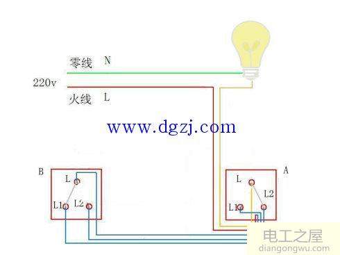 单开单控改双控开关接线图