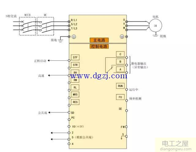 变频器在生产线上的应用电路图接线图