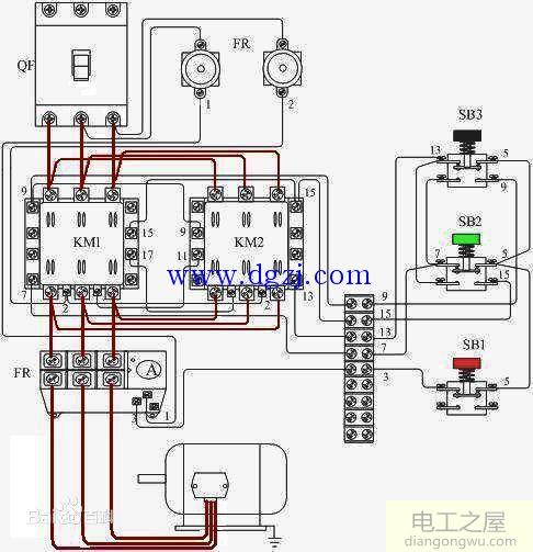 实现电动机正反转的原理是使用两个接触器把三相电相序改变