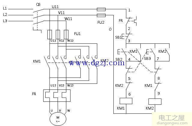实现电动机正反转的原理是使用两个接触器把三相电相序改变