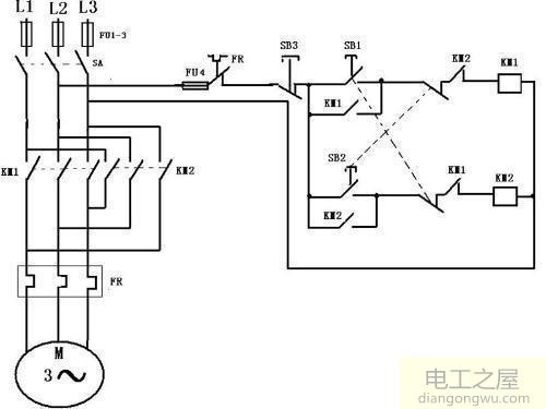 如何使用接触器给三相电机做正反转控制器