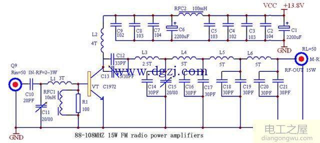 15WFM发射器<a href=http://www.diangongwu.com/zhishi/dianlutu/ target=_blank class=infotextkey>电路图</a>