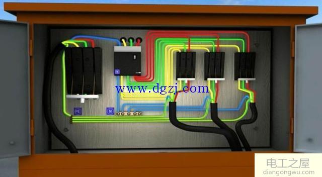 三路分三路总配电箱到分配电箱实物接线图