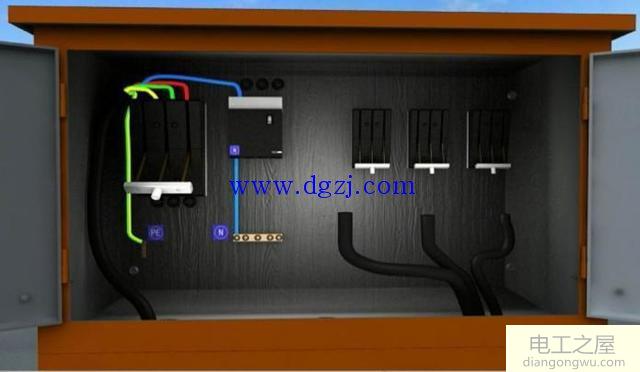 三路分三路总配电箱到分配电箱实物接线图