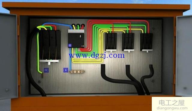 三路分三路总配电箱到分配电箱实物接线图
