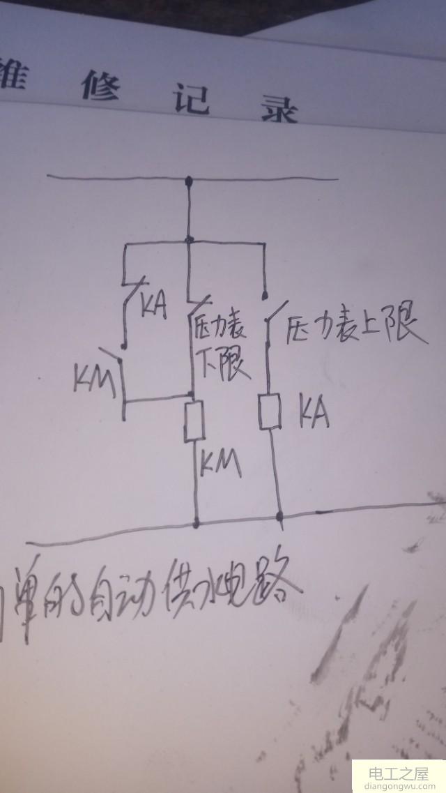 简单的压力罐自动上水装置<a href=http://www.diangongwu.com/zhishi/dianlutu/ target=_blank class=infotextkey>电路图</a>