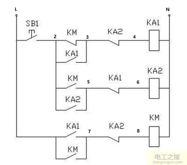 单按钮控制电动机启动和停止<a href=http://www.diangongwu.com/zhishi/dianlutu/ target=_blank class=infotextkey>电路图</a>及电气原理