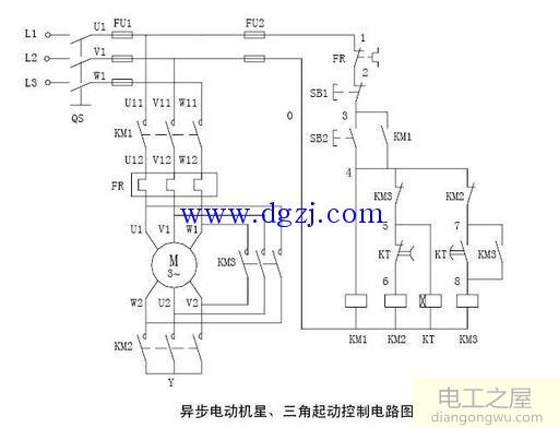 cjx2接触器星三角降压启动接线图