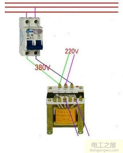 用接触器线圈怎么把380V相线弄出个零线来