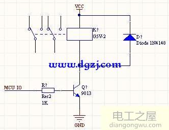 三极管驱动继电器电路图