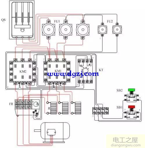 交流接触器接线图与连续接线实物图