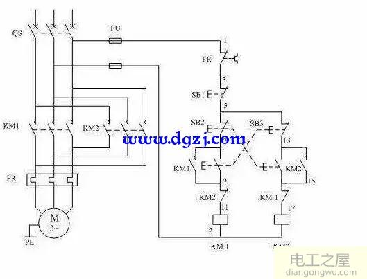 交流接触器接线图与连续接线实物图