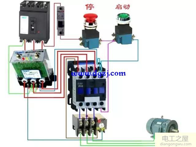 交流接触器接线图与连续接线实物图