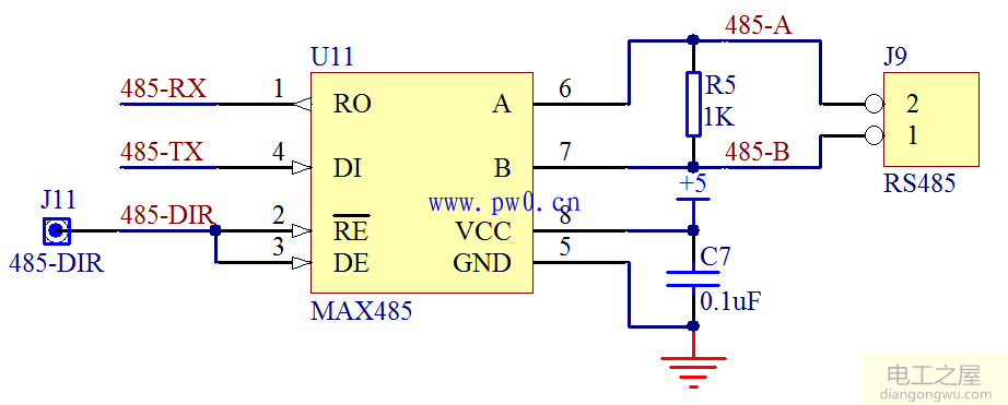 rs485通讯接口电路图