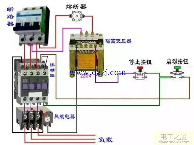 断路器与交流接触器接线图控制回路