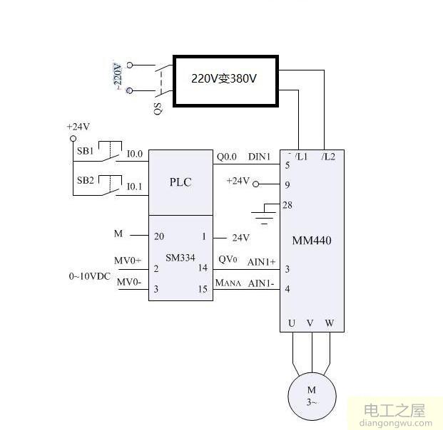 单相220伏输入,输出三相220伏变频器接线图