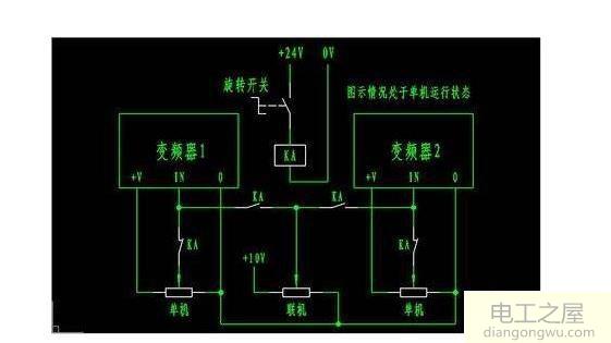 两台变频器如何联动?两台变频器联动接线图