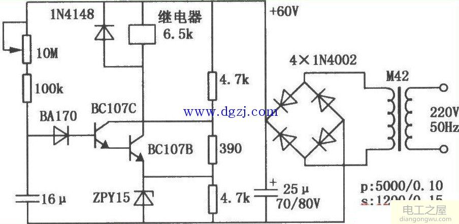 继电器延时吸合<a href=http://www.diangongwu.com/zhishi/dianlutu/ target=_blank class=infotextkey>电路图</a>