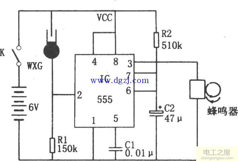 555降温报警器<a href=http://www.diangongwu.com/zhishi/dianlutu/ target=_blank class=infotextkey>电路图</a>