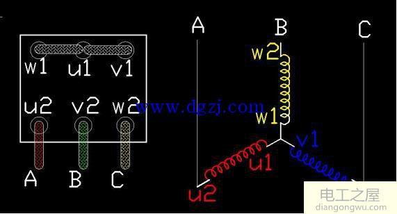 丫形三相电动机接线图