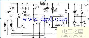 继电器和可控硅制作的电动车防盗报警电路图