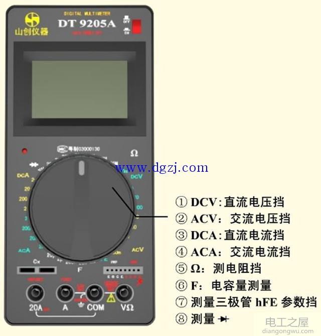 数字万用表面板档位介绍_数字万用表档位图解