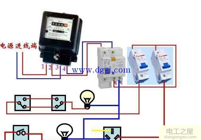 家庭照明电路接线原理和接线图