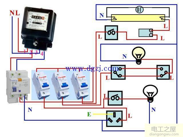 家庭照明电路图_家庭照明电路图接线法