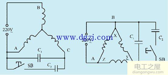 三相异步电机单相运行电路图