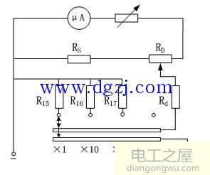 万用表在线电阻的测量原理图