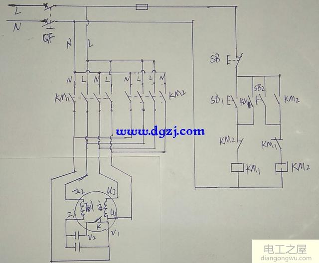 倒顺开关与接触器正反转控制接线图