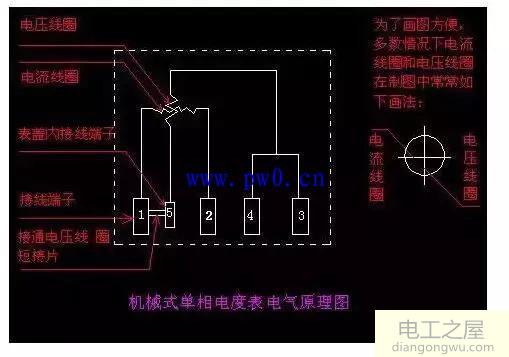 机械式单相电度表的接线图