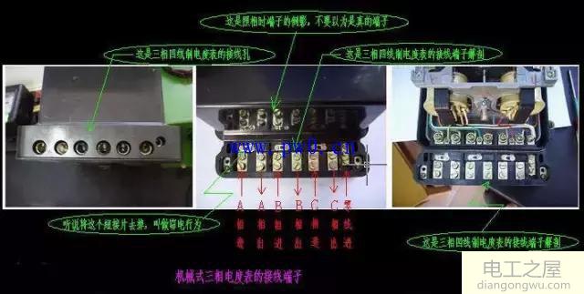 机械式三相四线制有功电度表接线图